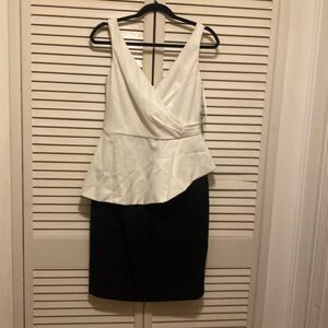Off white and black cocktail dress.